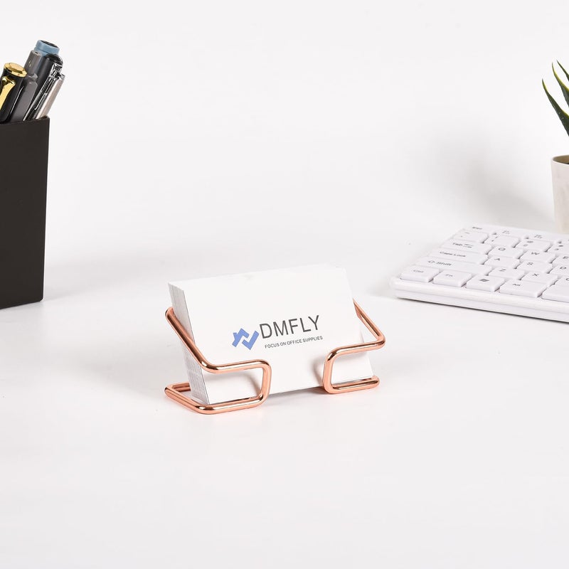 DMFLY Metal Business Card Holder for Desk, Cute Card Display Stand, Compatible with Various Countertops, Rose Gold - Image 3